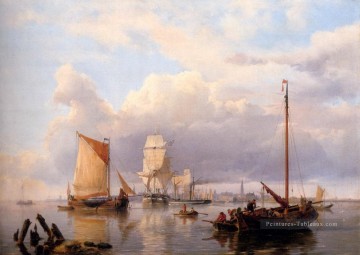  nus Tableaux - Expédition sur l’Escaut avec Anvers en arrière plan Hermanus Snr Koekkoek paysage marin bateau